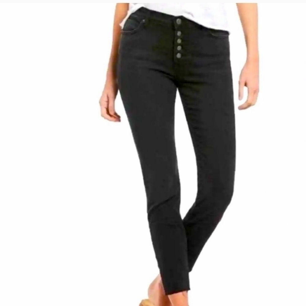 Free People We The Free Button Fly Black Distressed Skinny Slim Fit Jeans